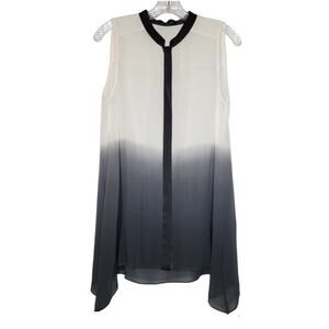 Eileen Fisher Ombre Sheer Silk Georgette Tunic Tank Top Blouse, size XS